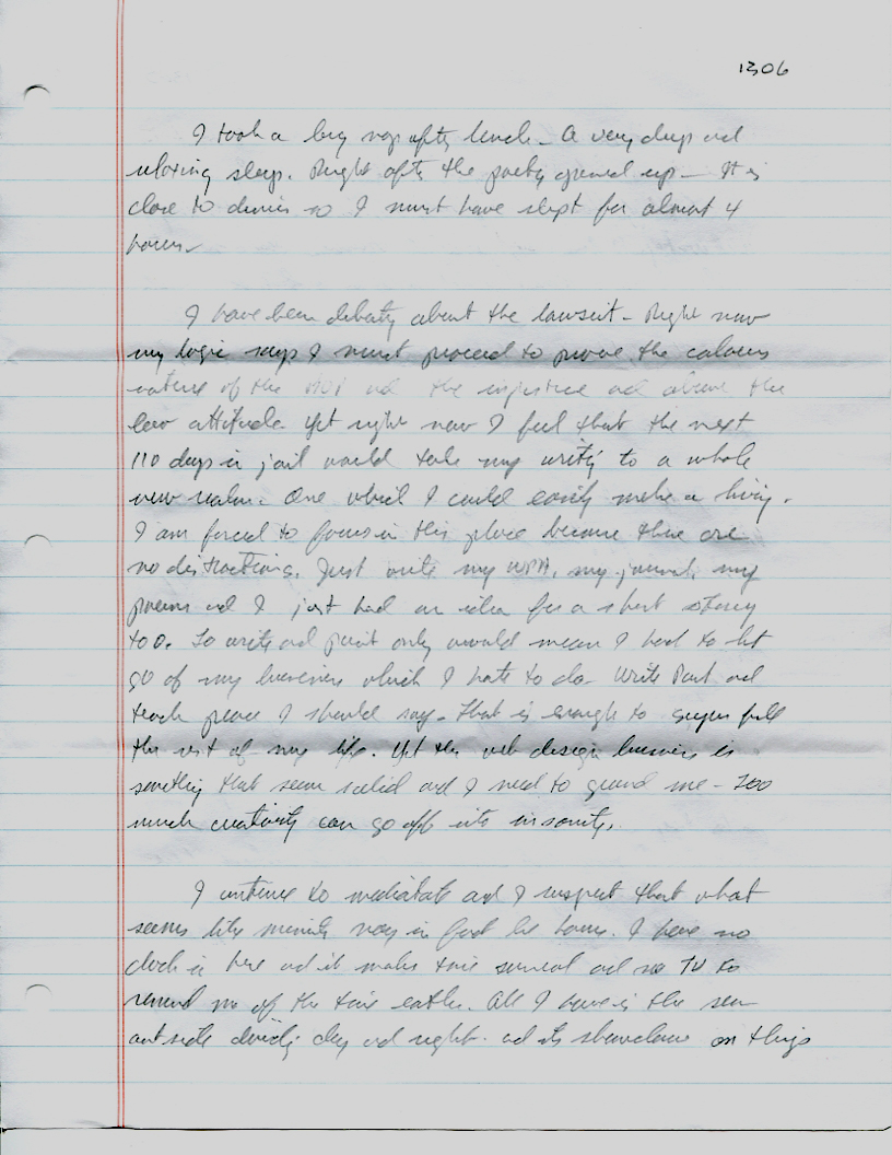 Dr John WorldPeace 2008 Prison Journal